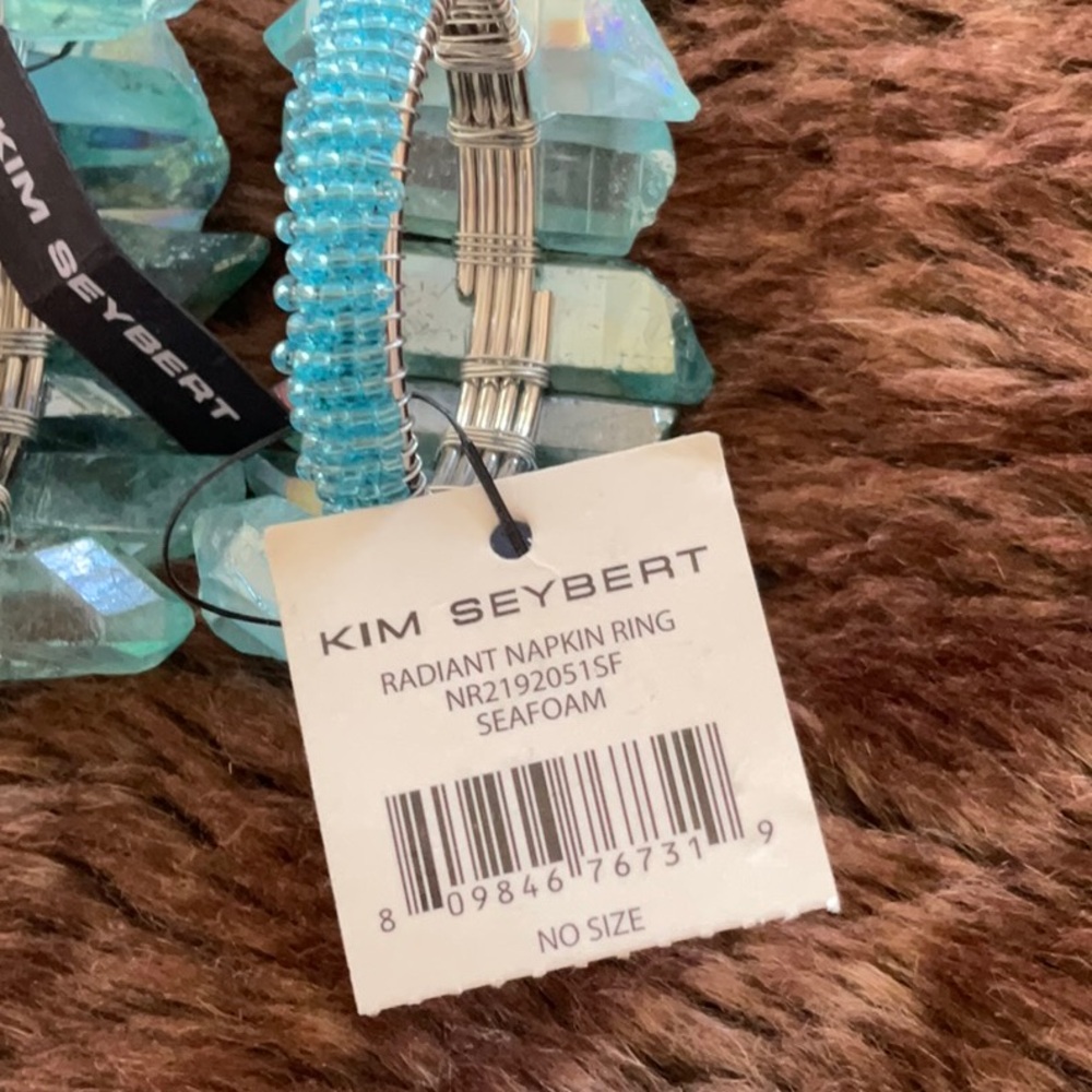 NEW SEAFOAM RADIANT NAPKIN RINGS SET OF 2 - Picture 3 of 5
